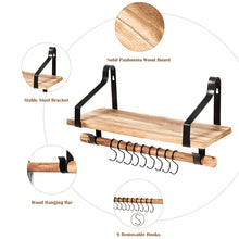 Load image into Gallery viewer, Wall-Mounted Floating Shelves Wood Storage Display Rack Hanging Shelf w/ Hooks
