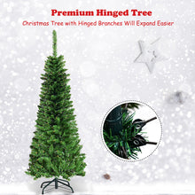 Load image into Gallery viewer, 4.5 FT Artificial Pencil Christmas Tree LED Pre-Lit Xmas Tree Holiday Decoration
