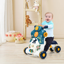 Load image into Gallery viewer, 3-in-1 Baby Walker Toddler Push Ride on Car Game Panel Toy W/ Light Music Blue
