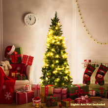 Load image into Gallery viewer, 5FT Snow Flocked Pencil Christmas Tree Artificial Xmas Tree Home Decoration
