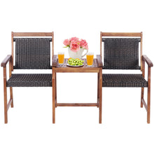Load image into Gallery viewer, Garden Acacia Wood Companion Bench 3-Piece Patio Hardwood Loveseat Chair with Coffee Table
