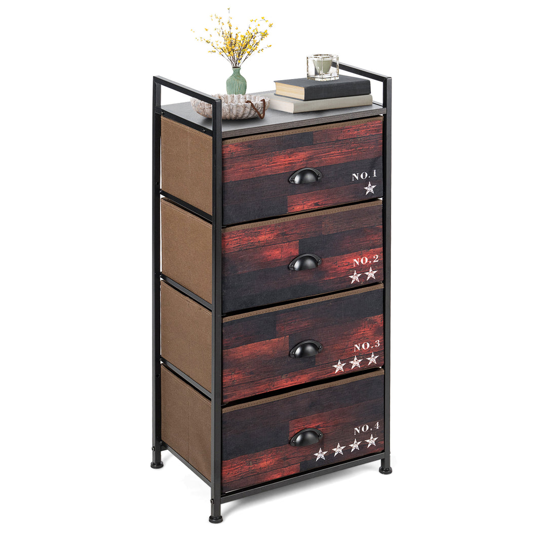 4 Drawer Fabric Dresser Tower Vertical Storage Chest Organizer Unit Steel Frame