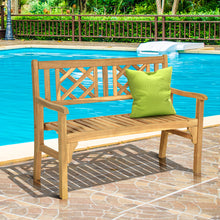 Load image into Gallery viewer, Foldable Garden Acacia Wooden Bench Chair 2 Seater Outdoor Furniture Seating
