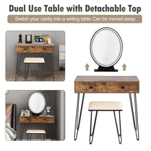 Load image into Gallery viewer, Vanity Table Set w/LED Mirror Makeup Dressing Table Cosmetic Storage Organizer
