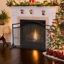 Load image into Gallery viewer, Fire Guard, Decorative Spark Flame Barrier with Metal Mesh and Stable Stand, Iron Fireplace
