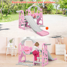 Load image into Gallery viewer, 4-in-1 Toddler Climber &amp; Swing Set Kids Play Climber Slide Playing Set w/ Basketball Hoop
