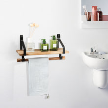 Load image into Gallery viewer, Wall-Mounted Floating Shelves Wood Storage Display Rack Hanging Shelf w/ Hooks
