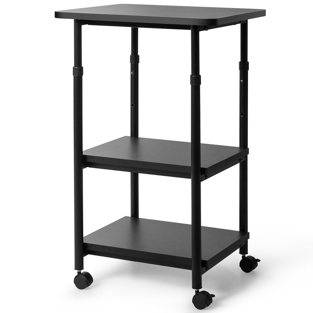 3-Tier Height Adjustable Printer Stand Beside Table Underdesk Wheels Home Office