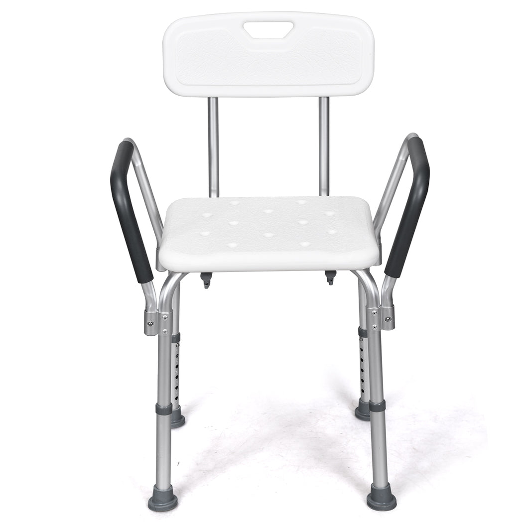 Bath Stool Shower Seat Bathing Chair Safety W/ Backrest Arm Adjustable Height