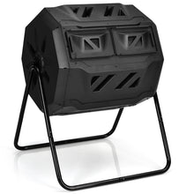 Load image into Gallery viewer, 160L Large Composting Tumbler Bin Dual Rotating Chamber Tumbling Composter Black
