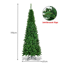 Load image into Gallery viewer, 6.5 FT Artificial Pencil Christmas Tree LED Pre-Lit Xmas Tree Holiday Decoration
