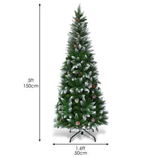 Load image into Gallery viewer, 5FT Snow Flocked Pencil Christmas Tree Artificial Xmas Tree Home Decoration
