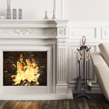 Load image into Gallery viewer, 5PCS Fireplace Tools Set Cast Iron Fireside Companion Brush Shovel Poker Tong
