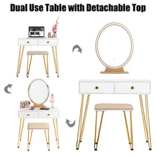 Load image into Gallery viewer, Vanity Dressing Table Set Makeup Desk Stool LED Light Storage Drawers Mirror
