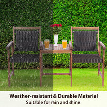 Load image into Gallery viewer, Garden Acacia Wood Companion Bench 3-Piece Patio Hardwood Loveseat Chair with Coffee Table

