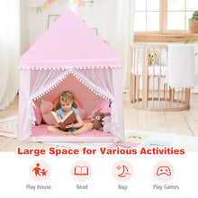 Load image into Gallery viewer, Kids Play Tent Wood Frame Large Playhouse Castle Fairy Tents With Mat Pink
