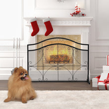 Load image into Gallery viewer, Fire Guard, Decorative Spark Flame Barrier with Metal Mesh and Stable Stand, Iron Fireplace
