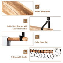 Load image into Gallery viewer, Wall-Mounted Floating Shelves Wood Storage Display Rack Hanging Shelf w/ Hooks
