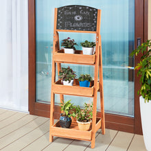 Load image into Gallery viewer, 3 Tier Wooden Flower Rack Garden Chalkboard Plant Pot Stand Storage DisplayShelf
