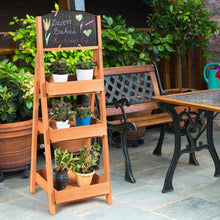 Load image into Gallery viewer, 3 Tier Wooden Flower Rack Garden Chalkboard Plant Pot Stand Storage DisplayShelf

