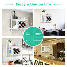 Load image into Gallery viewer, Wall Mounted Wine Rack Organizer Bottle Bottle &amp; Glass Holder Bar Storage Shelf
