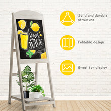 Load image into Gallery viewer, Folding Vintage Chalkboard Easel Wooden A-frame Easel Blackboard W/Display Shelf
