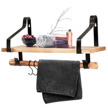 Load image into Gallery viewer, Wall-Mounted Floating Shelves Wood Storage Display Rack Hanging Shelf w/ Hooks

