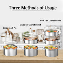 Load image into Gallery viewer, 3 Tier Stainless Steel Steamer Set Kitchen Cooking Induction Steamer Pans W/ Lid
