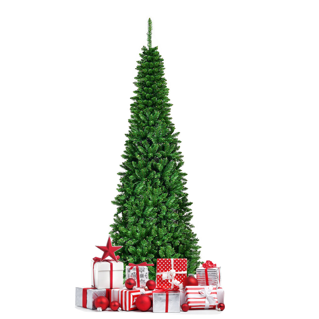6.5 FT Artificial Pencil Christmas Tree LED Pre-Lit Xmas Tree Holiday Decoration