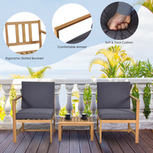 Load image into Gallery viewer, 3 in 1 Wooden Companion Set Garden Bench Table &amp; Chair Patio Love Seat W/Cushion
