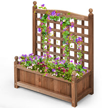 Load image into Gallery viewer, Large Wooden Lattice Planter Flowerpot Trellis Climbing Rectangular Plant Box

