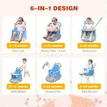 Load image into Gallery viewer, 6 in 1 Travel Feeding Booster Seat Toddler Highchair Baby Walker Training Set
