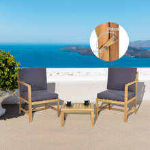 Load image into Gallery viewer, 3 in 1 Wooden Companion Set Garden Bench Table &amp; Chair Patio Love Seat W/Cushion
