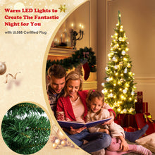 Load image into Gallery viewer, 6.5 FT Artificial Pencil Christmas Tree LED Pre-Lit Xmas Tree Holiday Decoration
