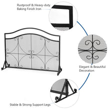 Load image into Gallery viewer, Fire Guard, Decorative Spark Flame Barrier with Metal Mesh and Stable Stand, Iron Fireplace
