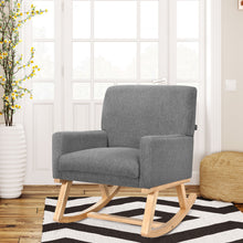 Load image into Gallery viewer, Relax Rocking Chair Fabric Upholstered Single Sofa Armchair w/Solid Wood Legs
