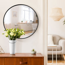 Load image into Gallery viewer, 60cm Large Round Mirror, Black Frame Makeup Shaving Hanging Mirrors, Wall Mounted Circle Mir
