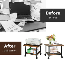 Load image into Gallery viewer, 2 Tier Wooden Printer Stand with 360° Swivel Caste
