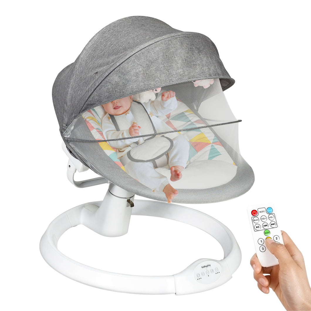Electric Baby Bouncer Chair Newborn Rocking Chair w/ Remote Control Mosquito Net