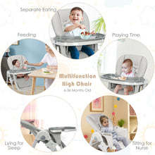 Load image into Gallery viewer, Folding Baby Highchair Height Adjustable Feeding Chair W/ Recline Footrest &amp;Tray
