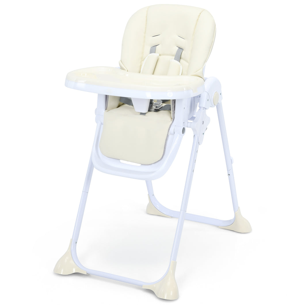 Folding Baby Highchair Height Adjustable Feeding Chair W/ Recline Footrest &Tray