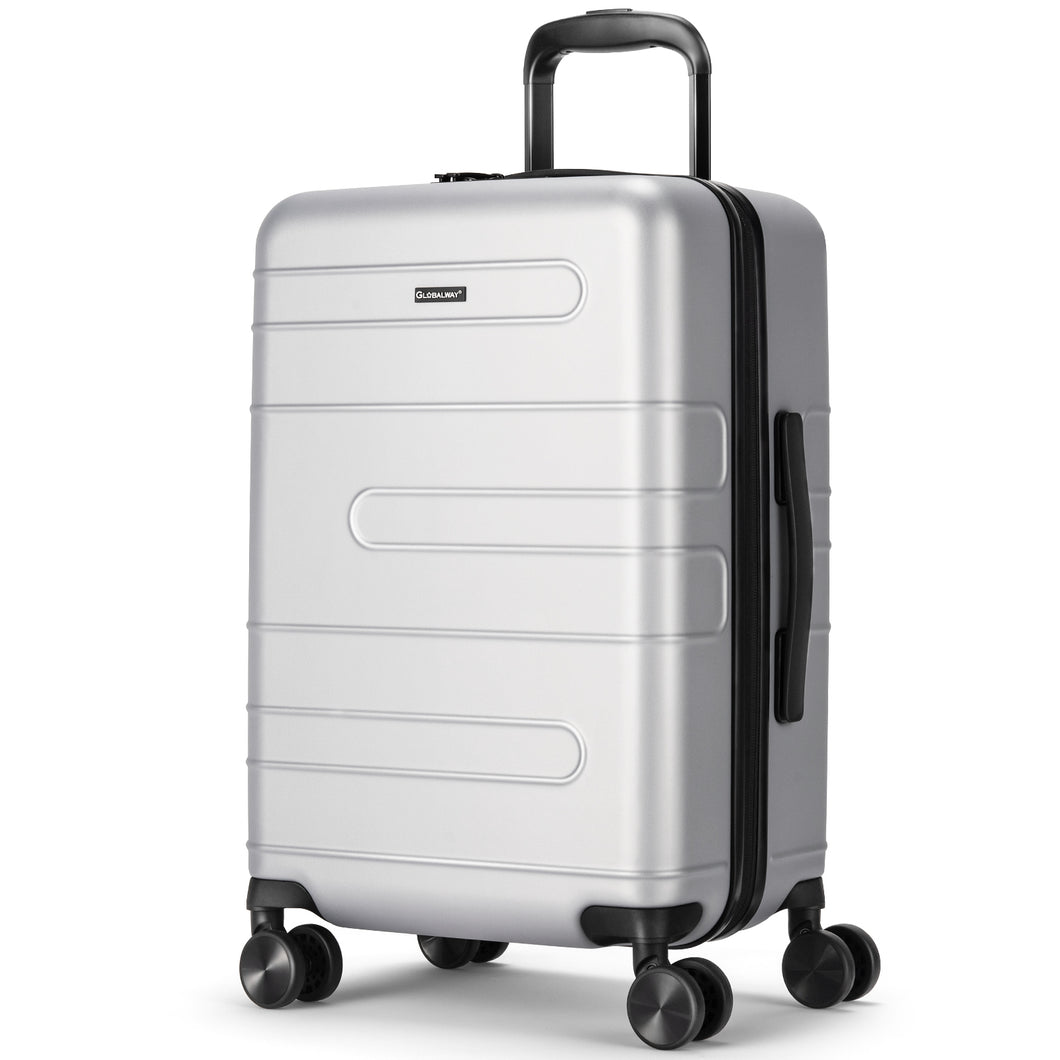 Lightweight Hard Shell Suitcase Carry On Hand Cabin Luggage W/ TSA Lock Silver