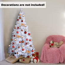 Load image into Gallery viewer, 6FT Hinged Christmas Tree Artificial White Xmas Tree with Metal Stand Decoration
