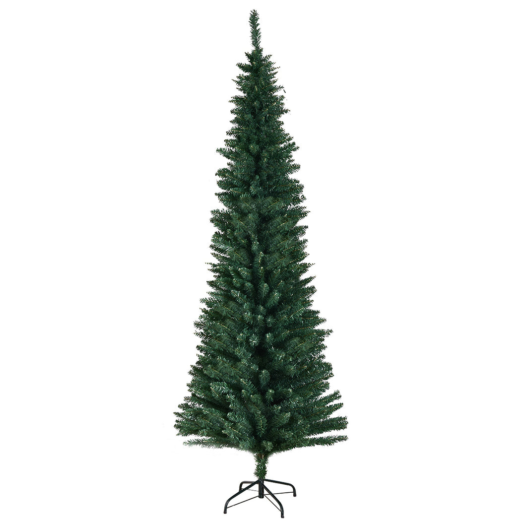 1.8m Green Artificial Pine Christmas Tree Slim Decoration Xmas W/ Metal Stand