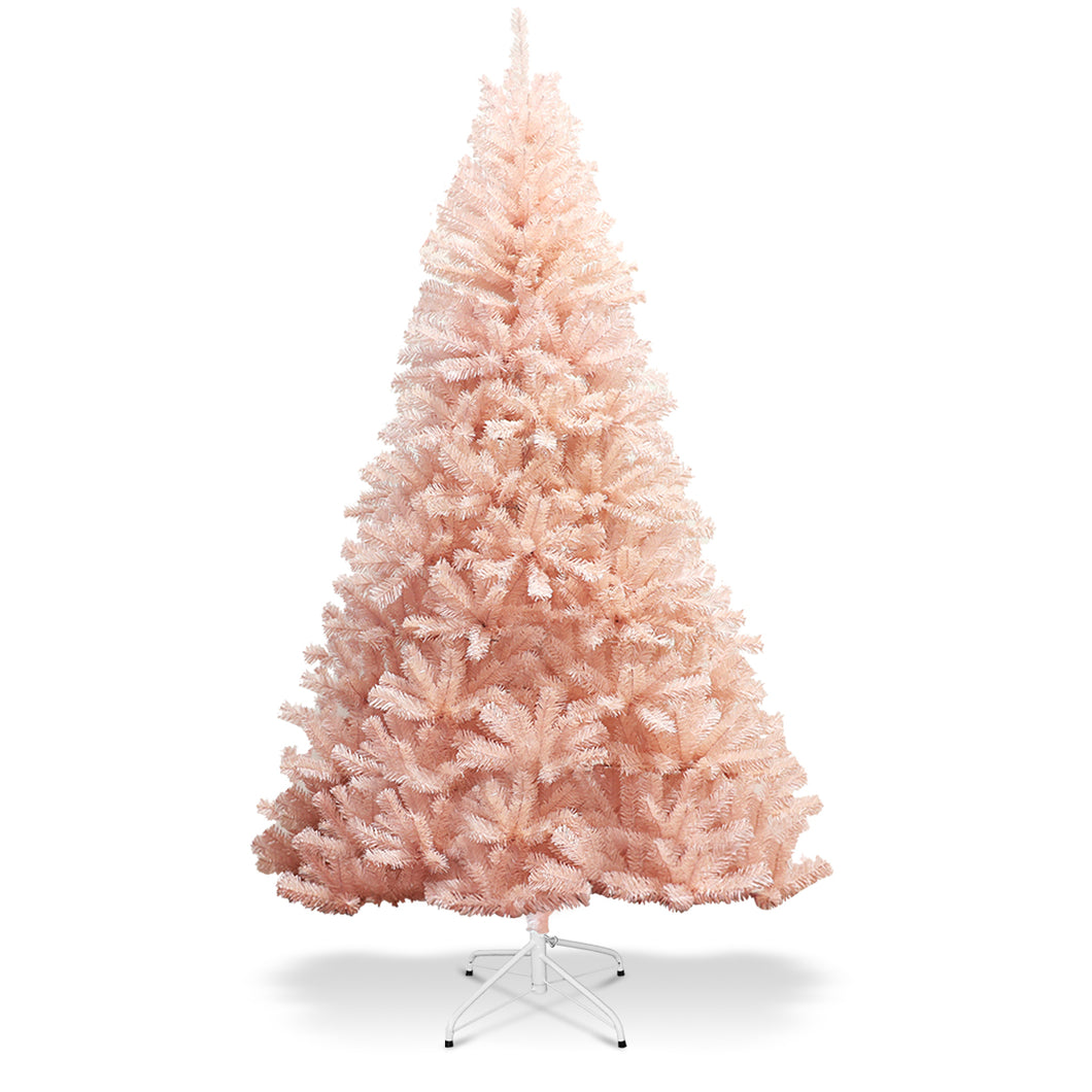 Pink Christmas Tree Full-bodied Artificial Tree with Metal Stand Realistic X-mas Traditional Decoration Hinged Tree for Living Room