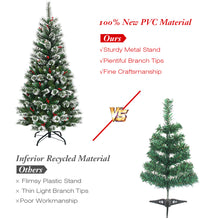 Load image into Gallery viewer, 6FT Snow Flocked Artificial Christmas Tree Hinged Pine XmasTree w/ Red Berries
