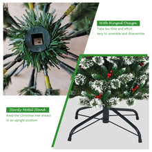 Load image into Gallery viewer, 5ft Snow Flocked Christmas Tree Premium Hinged Slim Xmas Tree W/ Red Berries
