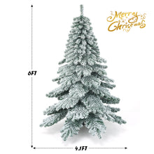 Load image into Gallery viewer, 6FT Fir Snow Flocked Artificial Christmas Tree Hinged Alaskan Xmas Pine Tree
