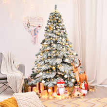 Load image into Gallery viewer, 6FT Fir Snow Flocked Artificial Christmas Tree Hinged Alaskan Xmas Pine Tree
