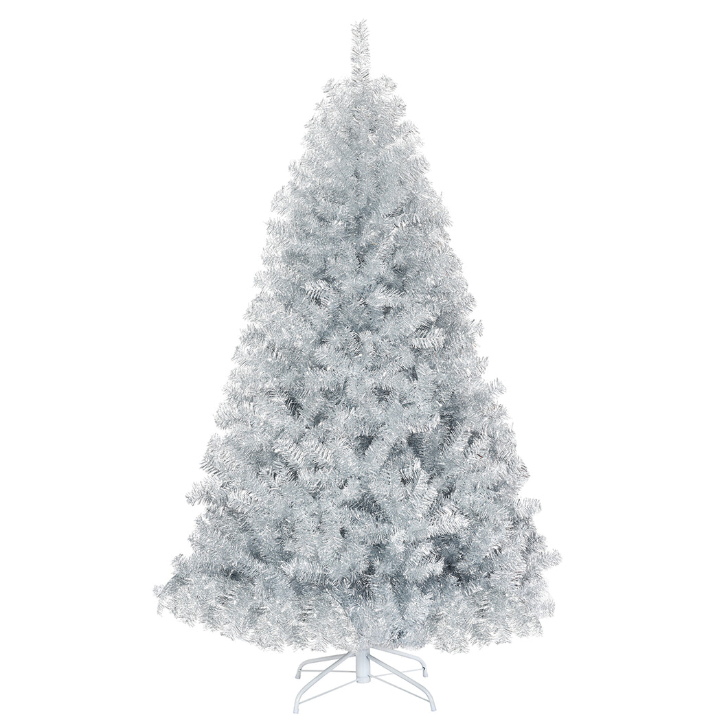 1.8m Artificial Silver Christmas Tree Hinged Full Tree Electroplated Technology